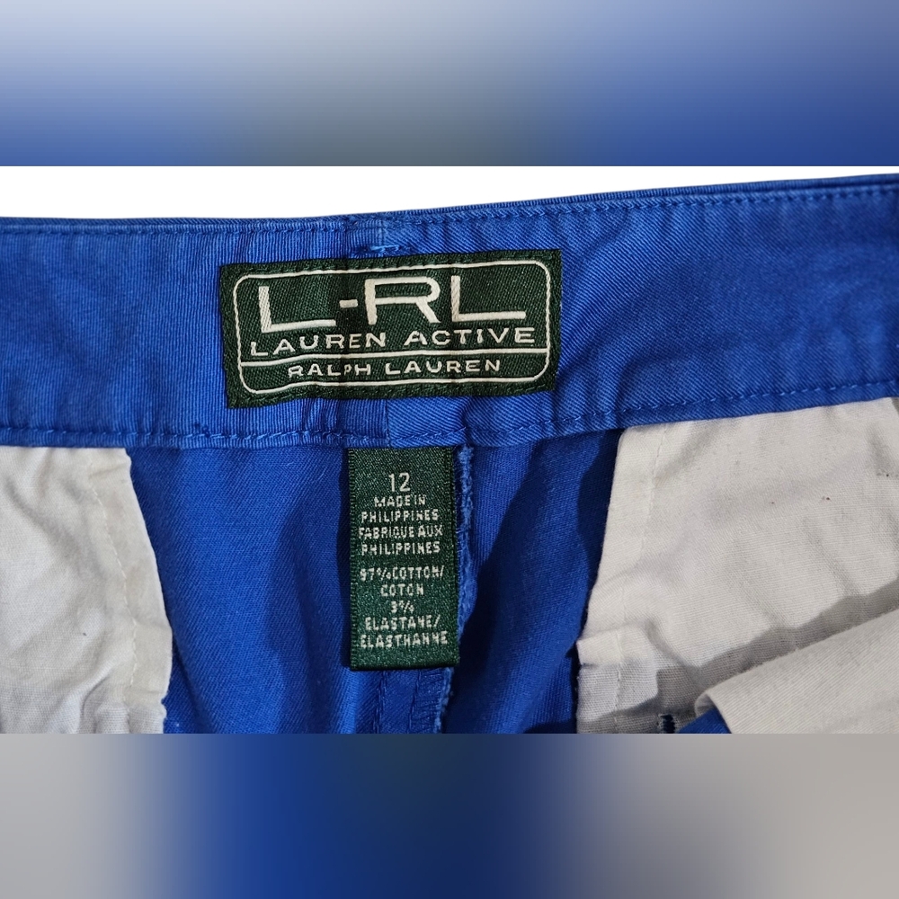 LRL Lauren Active Ralph Lauren Women Blue Shorts Size 12 Bermuda - Picture 13 of 13